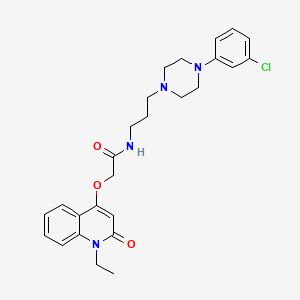 molecular formula C26H31ClN4O3 B1230785 N-[3-[4-(3-chlorophenyl)-1-piperazinyl]propyl]-2-[(1-ethyl-2-oxo-4-quinolinyl)oxy]acetamide 