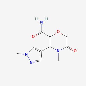 molecular formula C10H14N4O3 B12307893 4-Methyl-3-(1-methyl-1H-pyrazol-4-yl)-5-oxomorpholine-2-carboxamide 