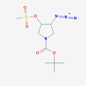 molecular formula C10H18N4O5S B12307934 Tert-butyl 3-azido-4-(methanesulfonyloxy)pyrrolidine-1-carboxylate 