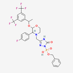 [3-[[2-[1-[3,5-bis(trifluoromethyl)phenyl]ethoxy]-3-(4-fluorophenyl)morpholin-4-yl]methyl]-5-oxo-4H-1,2,4-triazol-1-yl]-phenylmethoxyphosphinic acid