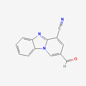 12-Formyl-1,8-diazatricyclo[7.4.0.0,2,7]trideca-2,4,6,8,10,12-hexaene-10-carbonitrile