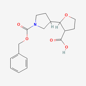 molecular formula C17H21NO5 B12308025 rac-(2R,3S)-2-{1-[(benzyloxy)carbonyl]pyrrolidin-3-yl}oxolane-3-carboxylic acid, trans 