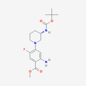 molecular formula C18H26FN3O4 B12308047 methyl 2-amino-4-[(3S)-3-{[(tert-butoxy)carbonyl]amino}piperidin-1-yl]-5-fluorobenzoate 