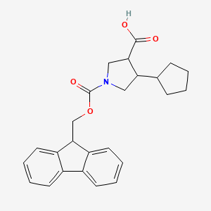 molecular formula C25H27NO4 B12308156 rac-(3R,4R)-4-cyclopentyl-1-{[(9H-fluoren-9-yl)methoxy]carbonyl}pyrrolidine-3-carboxylic acid, trans 