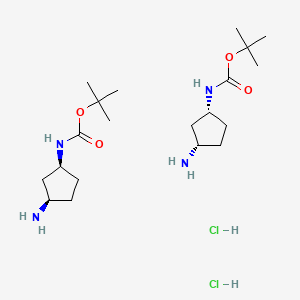 molecular formula C20H42Cl2N4O4 B12308221 rac-tert-butyl N-[(1R,3S)-3-aminocyclopentyl]carbamate hydrochloride, cis 