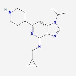 molecular formula C18H27N5 B12308233 1-cyclopropyl-N-(1-isopropyl-6-(piperidin-4-yl)-1H-imidazo[4,5-c]pyridin-4(5H)-ylidene)methanamine 