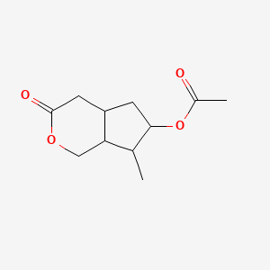 molecular formula C11H16O4 B12308289 Cyclopenta[c]pyran-3(1H)-one, 6-(acetyloxy)hexahydro-7-methyl-,(4aR,6S,7R,7aS)- 