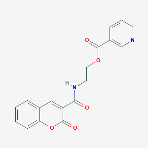 molecular formula C18H14N2O5 B1230829 3-吡啶甲酸 2-[[氧代-(2-氧代-1-苯并吡喃-3-基)甲基]氨基]乙酯 