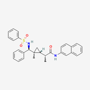 molecular formula C30H30N2O3S B1230831 (2R)-2-[(1R,2S)-2-[(S)-benzenesulfonamido(phenyl)methyl]-2-methylcyclopropyl]-N-(2-naphthalenyl)propanamide 