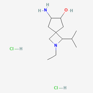 molecular formula C12H26Cl2N2O B12308338 7-Amino-2-ethyl-3-propan-2-yl-2-azaspiro[3.4]octan-6-ol;dihydrochloride 