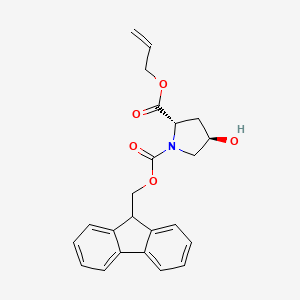 molecular formula C23H23NO5 B12308344 1-((9H-fluoren-9-yl)methyl) 2-allyl (2S,4R)-4-hydroxypyrrolidine-1,2-dicarboxylate 