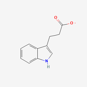 molecular formula C11H10NO2- B1230835 3-(1H-indol-3-yl)propanoate 