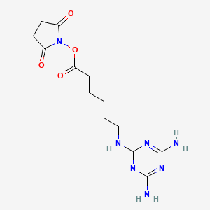 molecular formula C13H19N7O4 B12308356 2,5-Dioxopyrrolidin-1-yl 6-((4,6-diamino-1,3,5-triazin-2-yl)amino)hexanoate 