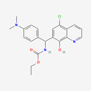 molecular formula C21H22ClN3O3 B12308360 Ethyl ((5-chloro-8-hydroxyquinolin-7-yl)(4-(dimethylamino)phenyl)methyl)carbamate 