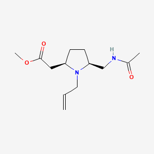 molecular formula C13H22N2O3 B12308362 rac-methyl 2-((2R,5S)-5-(acetamidomethyl)-1-allylpyrrolidin-2-yl)acetate 