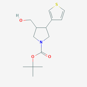 molecular formula C14H21NO3S B12308437 Tert-butyl 3-(hydroxymethyl)-4-(thiophen-3-yl)pyrrolidine-1-carboxylate 