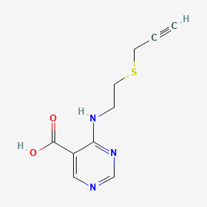 molecular formula C10H11N3O2S B12308486 4-{[2-(Prop-2-yn-1-ylsulfanyl)ethyl]amino}pyrimidine-5-carboxylic acid 