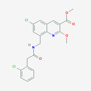 molecular formula C21H18Cl2N2O4 B12308507 Methyl 6-chloro-8-((2-(2-chlorophenyl)acetamido)methyl)-2-methoxyquinoline-3-carboxylate 