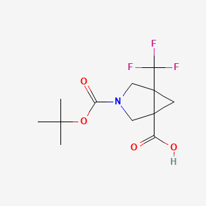 molecular formula C12H16F3NO4 B12308536 3-[(Tert-butoxy)carbonyl]-5-(trifluoromethyl)-3-azabicyclo[3.1.0]hexane-1-carboxylic acid 