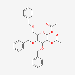 molecular formula C31H34O8 B12308537 [2-acetyloxy-4,5-bis(phenylmethoxy)-6-(phenylmethoxymethyl)oxan-3-yl] acetate 