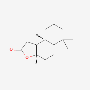 molecular formula C16H26O2 B1230855 (3aR,9aS)-3a,6,6,9a-tetramethyl-1,4,5,5a,7,8,9,9b-octahydrobenzo[e][1]benzofuran-2-one CAS No. 5570-44-5