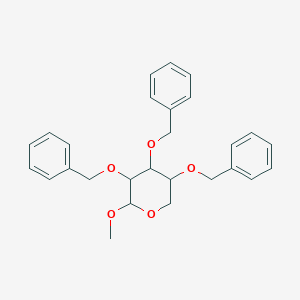 molecular formula C27H30O5 B12308551 Methyl 2,3,4-tri-O-benzyl ribopyranose CAS No. 18039-25-3