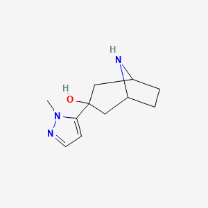 molecular formula C11H17N3O B12308565 3-(1-methyl-1H-pyrazol-5-yl)-8-azabicyclo[3.2.1]octan-3-ol 