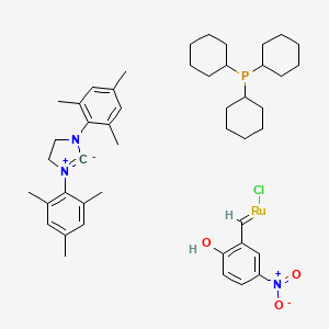 [1,3-Bis(2,4,6-trimethylphenylimidazolidin-2-ylidene)(tricyclohexylphosphine)-(2-oxo-5-nitrobenzylidene)ruthenium(II) chloride Nitro-LatMet