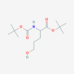 molecular formula C14H27NO5 B12308707 Tert-butyl 2-[(tert-butoxycarbonyl)amino]-5-hydroxypentanoate 