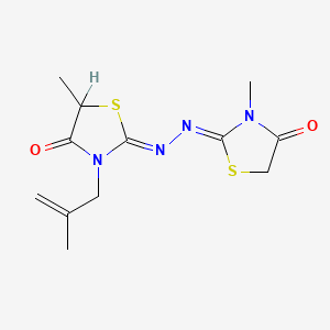 molecular formula C12H16N4O2S2 B1230879 (2Z)-5-methyl-3-(2-methylallyl)-2-[(Z)-(3-methyl-4-oxo-thiazolidin-2-ylidene)hydrazono]thiazolidin-4-one 