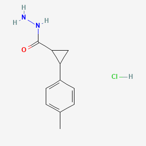 molecular formula C11H15ClN2O B12308854 rac-(1R,2R)-2-(4-methylphenyl)cyclopropane-1-carbohydrazide hydrochloride, trans 