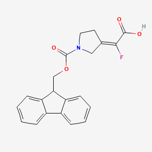 molecular formula C21H18FNO4 B12308881 2-(1-{[(9H-fluoren-9-yl)methoxy]carbonyl}pyrrolidin-3-ylidene)-2-fluoroacetic acid 