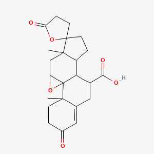 molecular formula C23H28O6 B12308990 2,15-Dimethyl-5,5'-dioxospiro[18-oxapentacyclo[8.8.0.01,17.02,7.011,15]octadec-6-ene-14,2'-oxolane]-9-carboxylic acid 