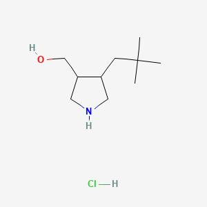 molecular formula C10H22ClNO B12308997 rac-[(3R,4R)-4-(2,2-dimethylpropyl)pyrrolidin-3-yl]methanol hydrochloride, trans 