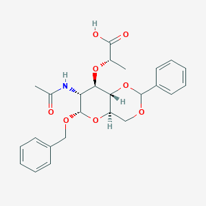 B123090 (2S)-2-[[(4Ar,6S,7R,8R,8aS)-7-acetamido-2-phenyl-6-phenylmethoxy-4,4a,6,7,8,8a-hexahydropyrano[3,2-d][1,3]dioxin-8-yl]oxy]propanoic acid CAS No. 730911-70-3