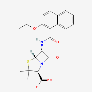 molecular formula C21H21N2O5S- B1230902 6-[[(2-乙氧基-1-萘甲基)羰基]氨基]-3,3-二甲基-7-氧代-4-硫杂-1-氮杂双环[3.2.0]庚烷-2-羧酸酯 