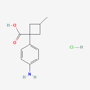 1-(4-Aminophenyl)-3-methylcyclobutane-1-carboxylic acid hydrochloride