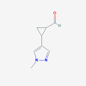 molecular formula C8H10N2O B12309068 rac-(1R,2R)-2-(1-methyl-1H-pyrazol-4-yl)cyclopropane-1-carbaldehyde, trans 