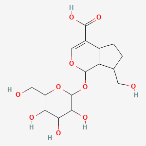 molecular formula C16H24O10 B12309133 7-(Hydroxymethyl)-1-[3,4,5-trihydroxy-6-(hydroxymethyl)oxan-2-yl]oxy-1,4a,5,6,7,7a-hexahydrocyclopenta[c]pyran-4-carboxylic acid 