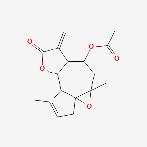 molecular formula C17H20O5 B12309274 (3,12-Dimethyl-7-methylidene-8-oxo-2,9-dioxatetracyclo[9.3.0.01,3.06,10]tetradec-12-en-5-yl) acetate 