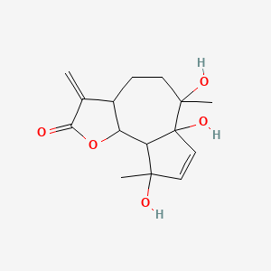 molecular formula C15H20O5 B12309330 6,6a,9-trihydroxy-6,9-dimethyl-3-methylidene-4,5,9a,9b-tetrahydro-3aH-azuleno[4,5-b]furan-2-one 