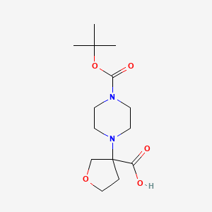 molecular formula C14H24N2O5 B12309405 3-{4-[(Tert-butoxy)carbonyl]piperazin-1-yl}oxolane-3-carboxylic acid 