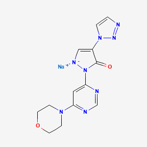 molecular formula C13H13N8NaO2 B12309418 sodium;2-(6-morpholin-4-ylpyrimidin-4-yl)-4-(triazol-1-yl)pyrazol-1-id-3-one 