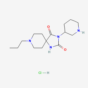 molecular formula C15H27ClN4O2 B12309419 3-(Piperidin-3-yl)-8-propyl-1,3,8-triazaspiro[4.5]decane-2,4-dione hydrochloride 