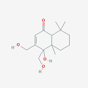 molecular formula C15H24O4 B12309453 4-Hydroxy-3,4-bis(hydroxymethyl)-4a,8,8-trimethyl-5,6,7,8a-tetrahydronaphthalen-1-one 