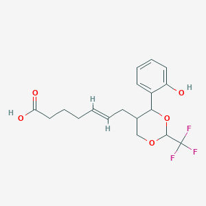 molecular formula C18H21F3O5 B1230948 (E)-7-[4-(2-hydroxyphenyl)-2-(trifluoromethyl)-1,3-dioxan-5-yl]hept-5-enoic acid 