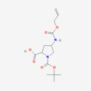 molecular formula C14H22N2O6 B12309513 (4R)-1-Boc-4-(allyloxycarbonylamino)-L-proline 