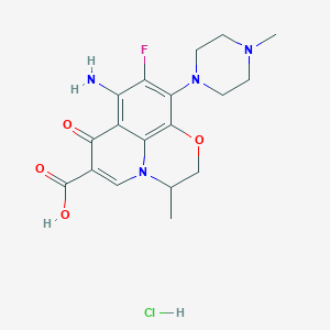 molecular formula C18H22ClFN4O4 B12309521 7H-Pyrido[1,2,3-de]-1,4-benzoxazine-6-carboxylic acid,8-amino-9-fluoro-2,3-dihydro-3-methyl-10-(4-methyl-1-piperazinyl)-7-oxo-, monohydrochloride, (3S)- 