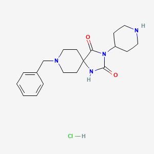 molecular formula C19H27ClN4O2 B12309568 8-Benzyl-3-(piperidin-4-yl)-1,3,8-triazaspiro[4.5]decane-2,4-dione hydrochloride 