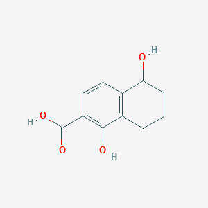 molecular formula C11H12O4 B12309579 1,5-Dihydroxy-5,6,7,8-tetrahydronaphthalene-2-carboxylic acid 